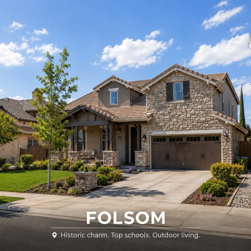 Stone-front home in Folsom, California