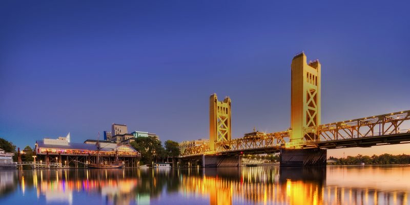 Tower Bridge in Sacramento at night